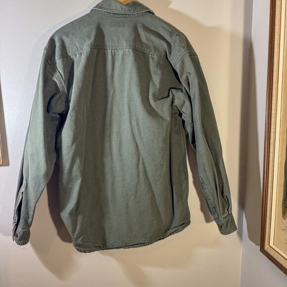Vintage Carhartt Canvas Flannel Lined Work Shirt Jacket Sage Green Plaid S - Picture 2 of 5